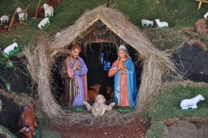 Nativity scene showing the friendly beasts